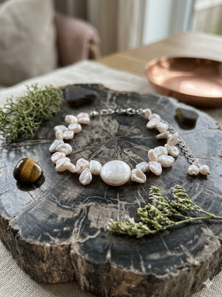 Keshi Pearl & Freshwater Coin Pearl Stainless Steel Bracelet