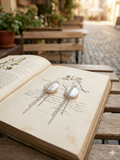 Freshwater Coin Pearl Earrings with Stainless Steel Chain