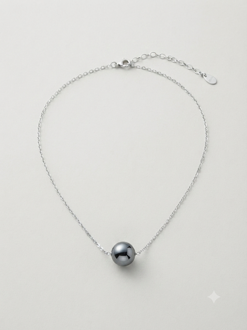 10mm Hematite Adjustable Necklace | 16–18" Stainless Steel Chain
