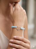Aquamarine Chip Wire Wrapped Heart Bracelet
