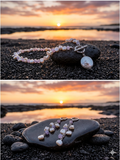 Keshi Pearl & Blue Aquamarine Gemstone Necklace & Earring Set – Coastal Elegance Collection
