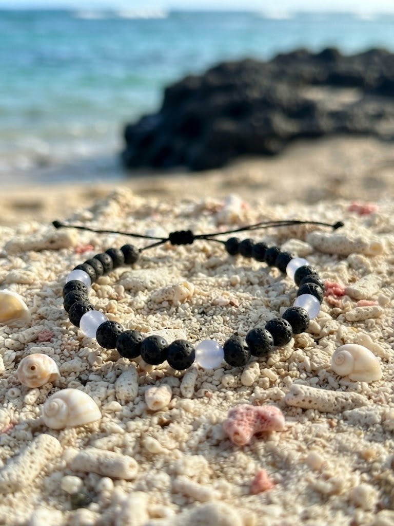 Lava Stone & Aquamarine Anklet