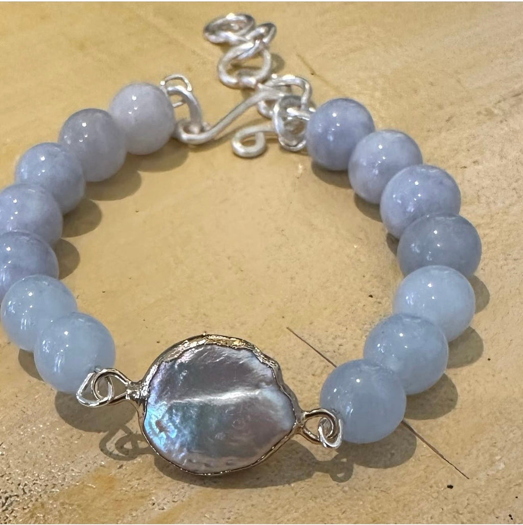 Aquamarine & Baroque Pearl Bracelet