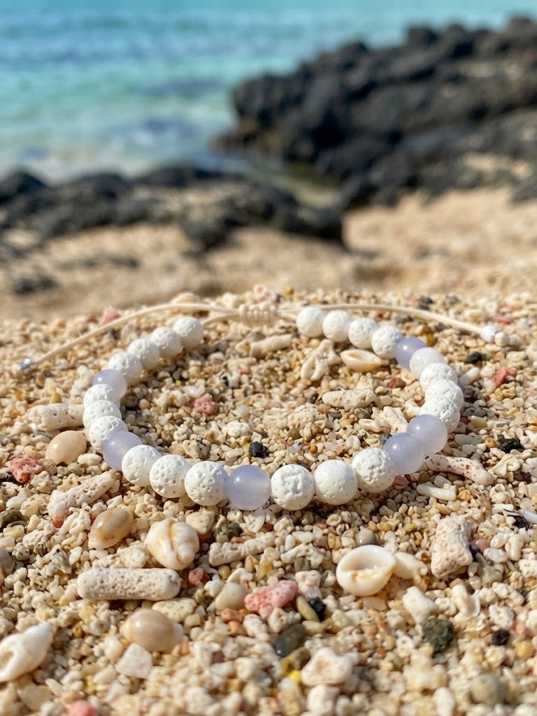 Lava Stone & Aquamarine Anklet