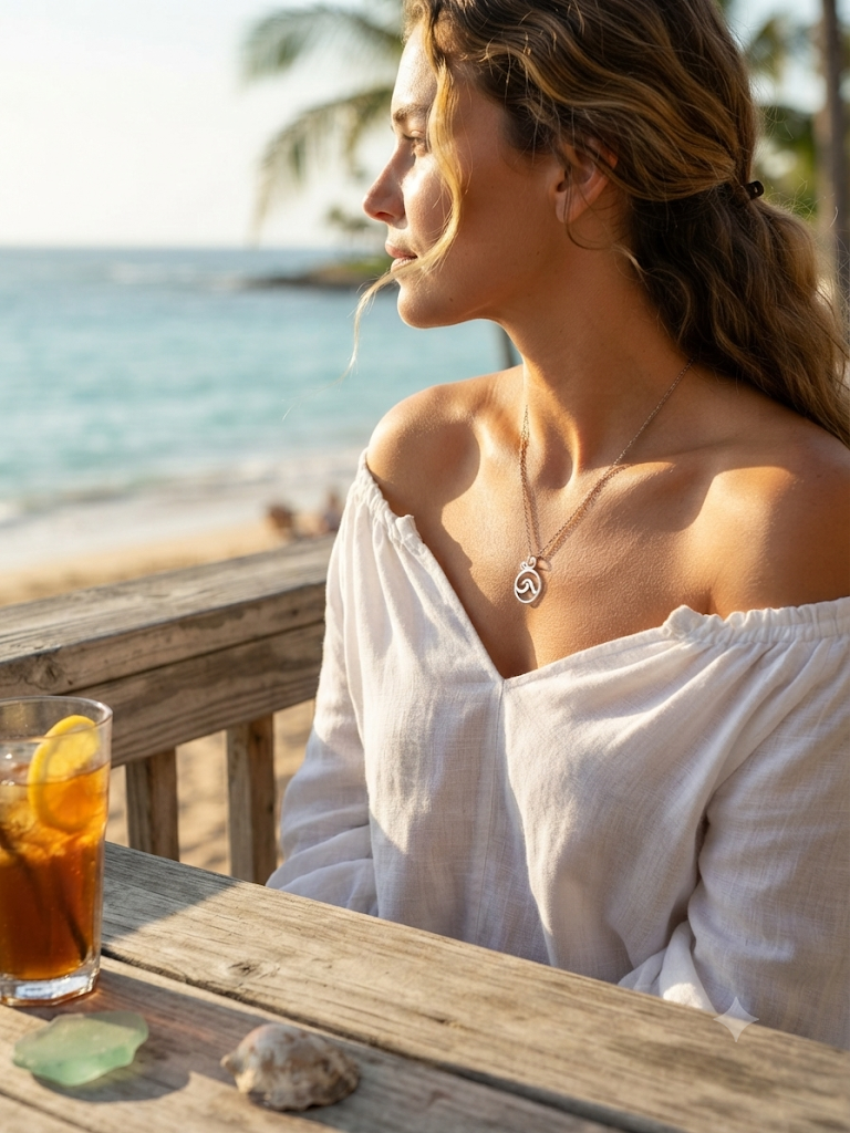 Sterling Silver Ocean Wave Necklace – Adjustable 16" to 18" Chain
