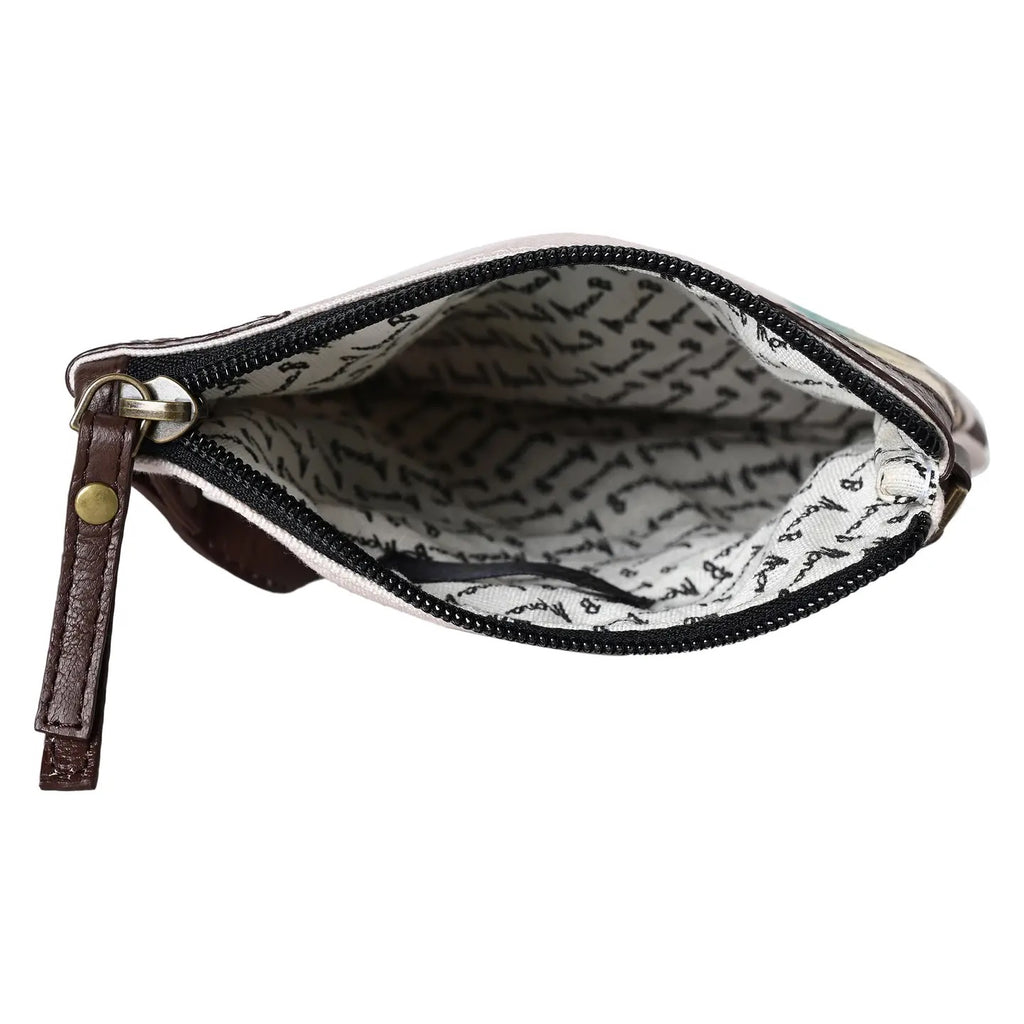 RFID Crossbody Bag – Up-Cycled Printed Poly Canvas with Leather