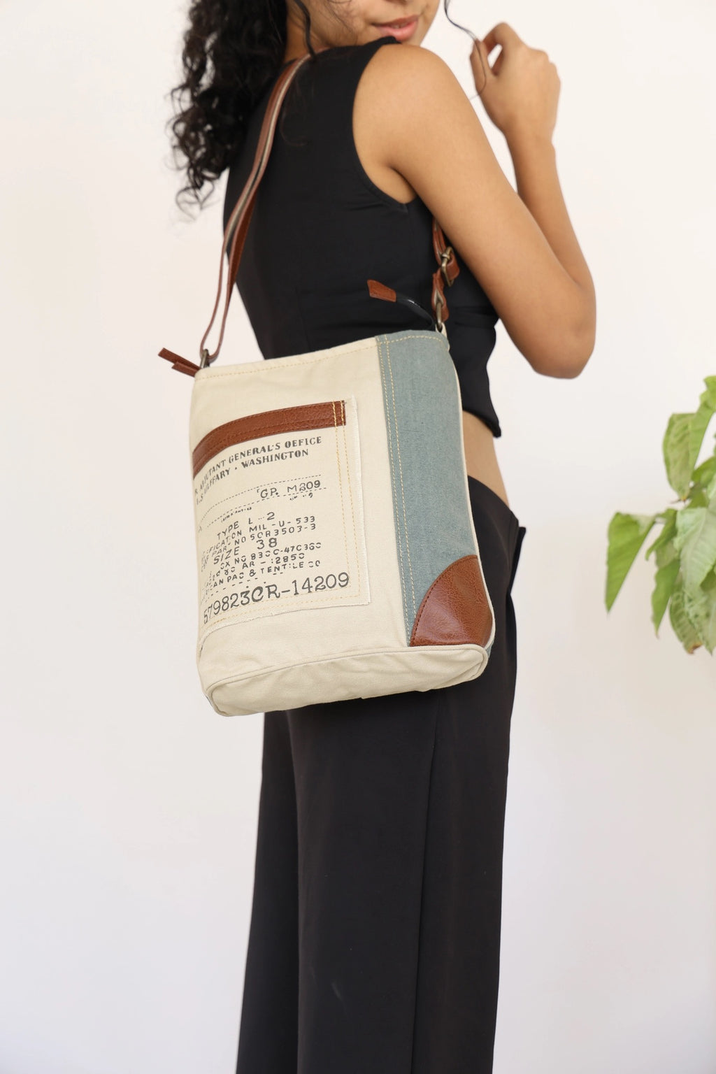 Identified Up-Cycled Canvas Crossbody Bag