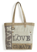 Live Love Create Up-Cycled Canvas Tote Bag