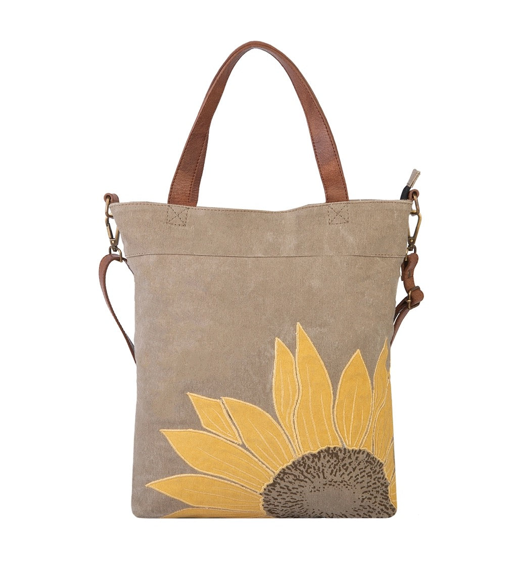 Sunflower Up-Cycled Canvas Tote Bag