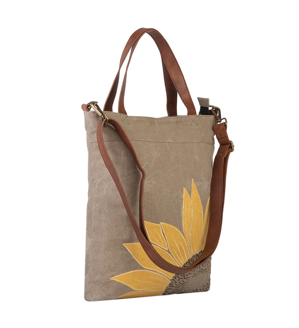 Sunflower Up-Cycled Canvas Tote Bag