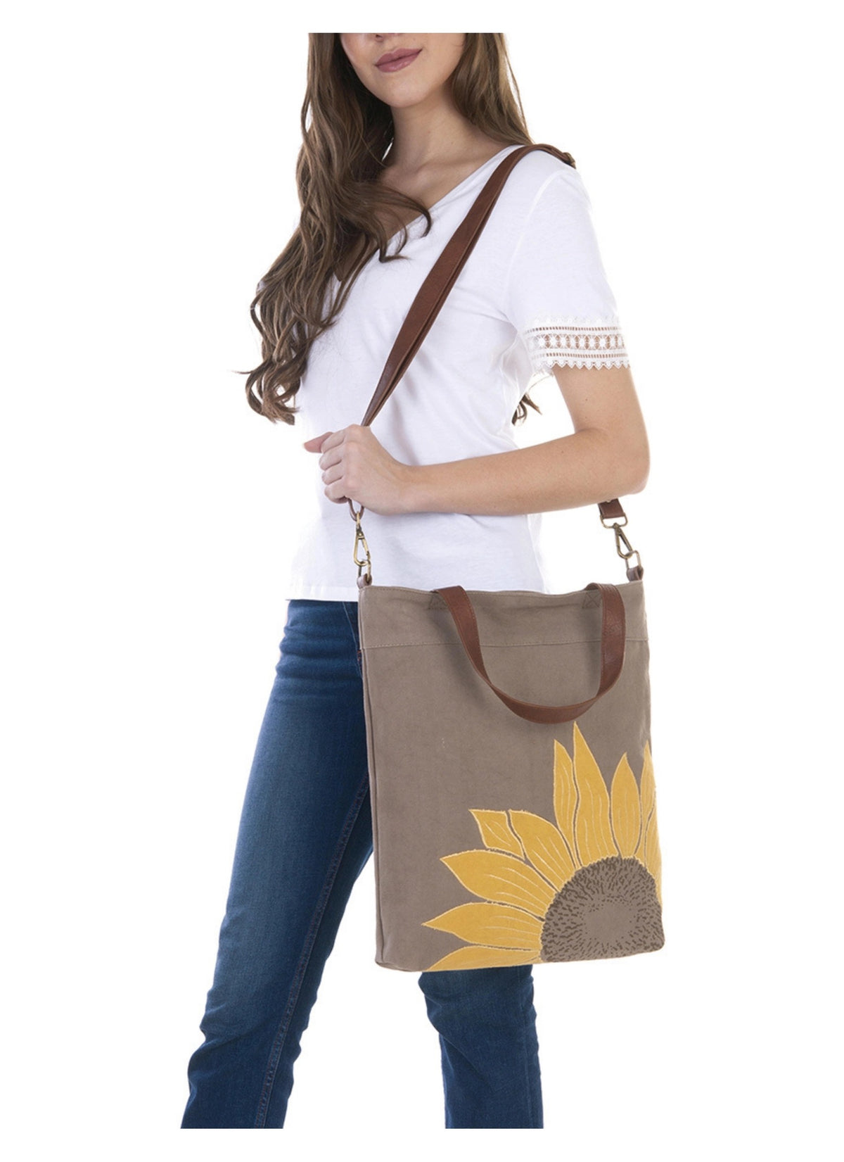 Sunflower Up-Cycled Canvas Tote Bag