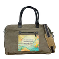 Recycled Military Tent Canvas Duffle Bag with Leather Handles