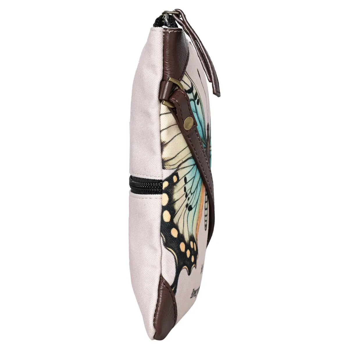RFID Crossbody Bag – Up-Cycled Printed Poly Canvas with Leather