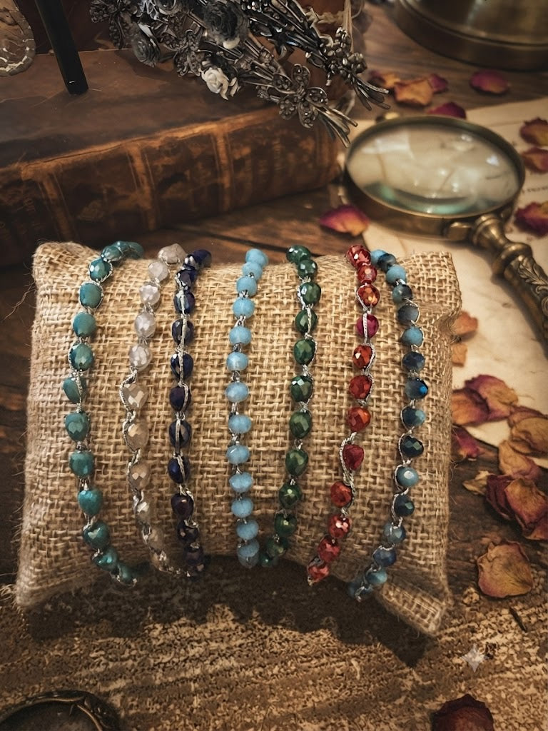 Crocheted Crystal Bead Bracelet | Stainless Steel Clasp