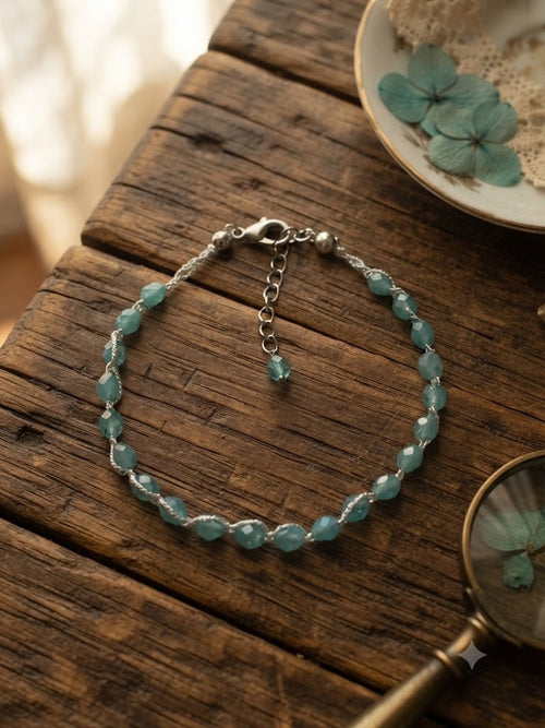 Crocheted Crystal Bead Bracelet | Stainless Steel Clasp