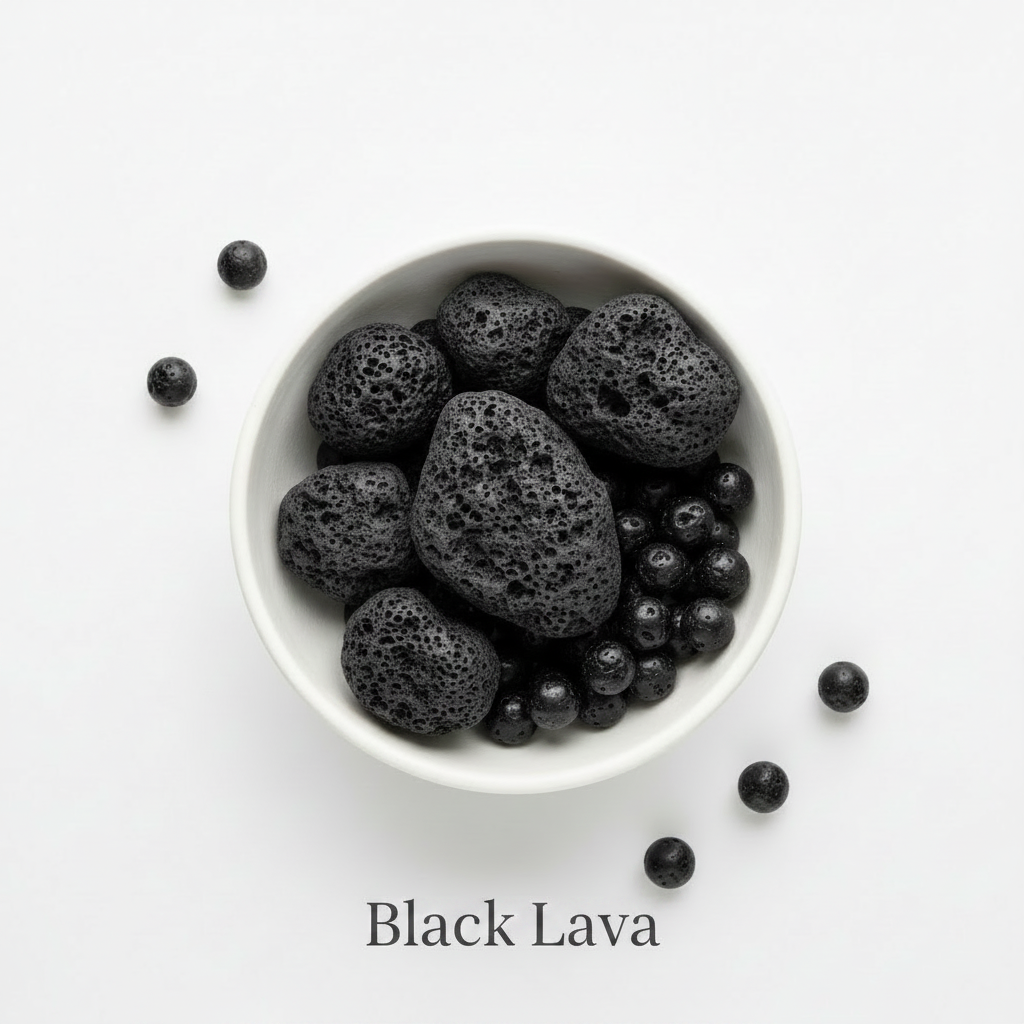 Black Lava Stone Swatch with Label