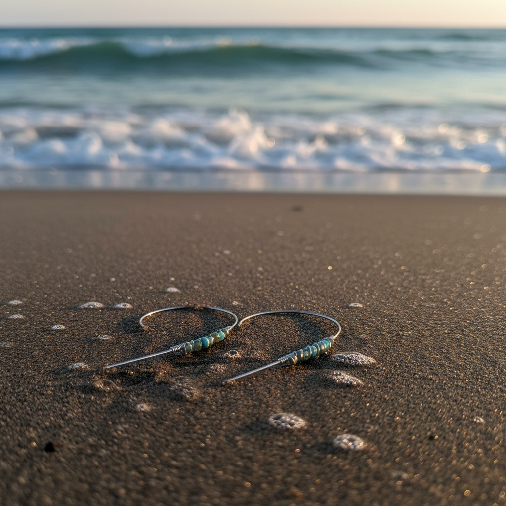 Close-up Coastal Threader Earrings