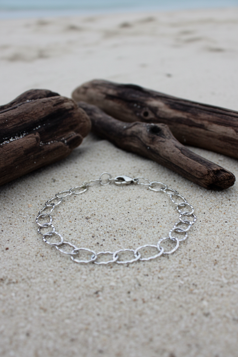 Hammered Oval Link Bracelet