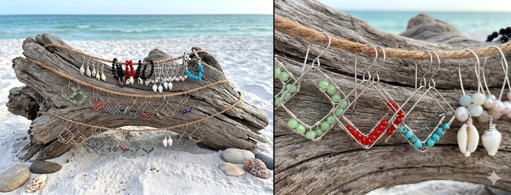 Wire-Wrapped Lapis Lazuli & Stainless Steel Square Earrings – The Maya Drop
